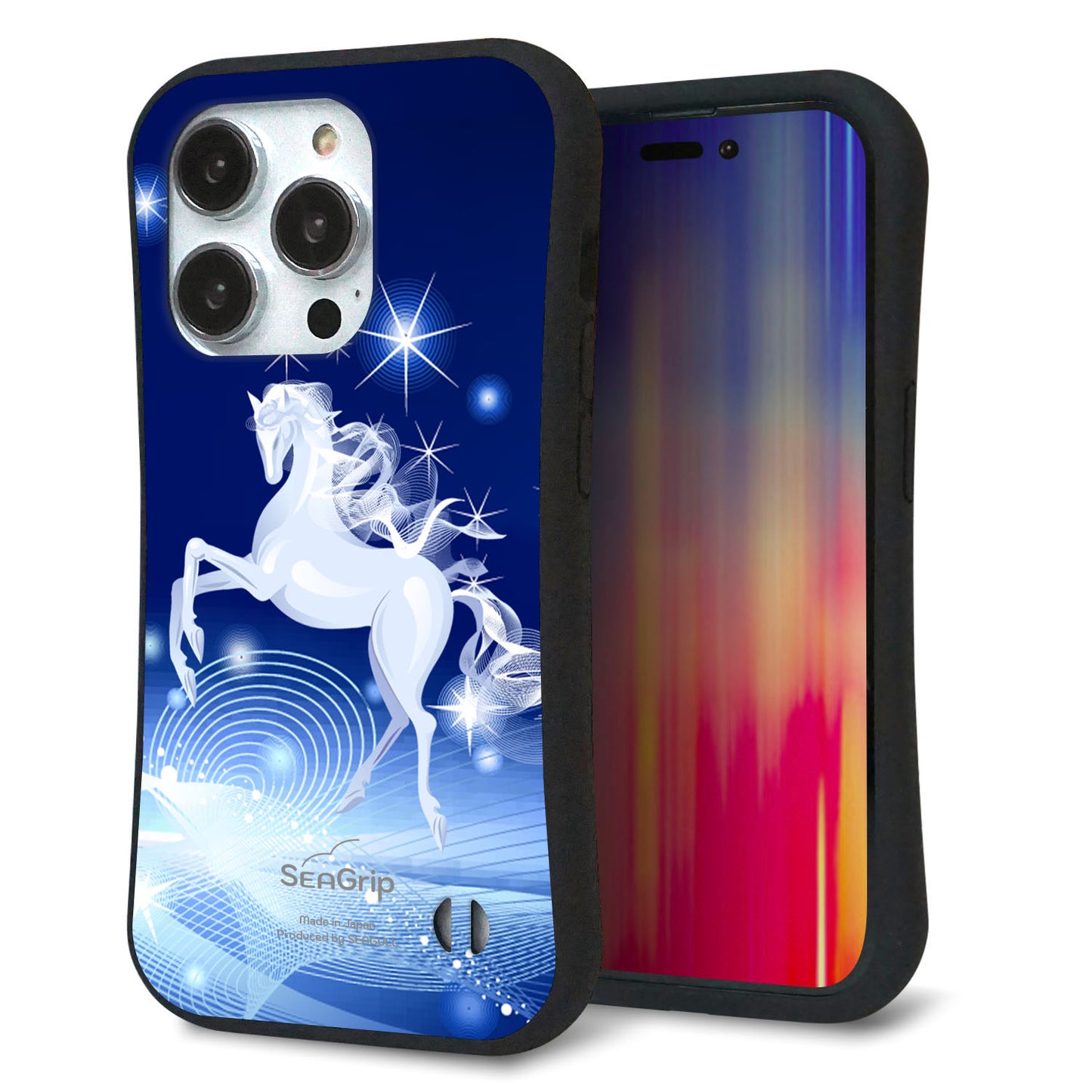 iPhone14 Pro スマホケース 「SEA Grip」 グリップケース Sライン 【436 ペガサス】 UV印刷