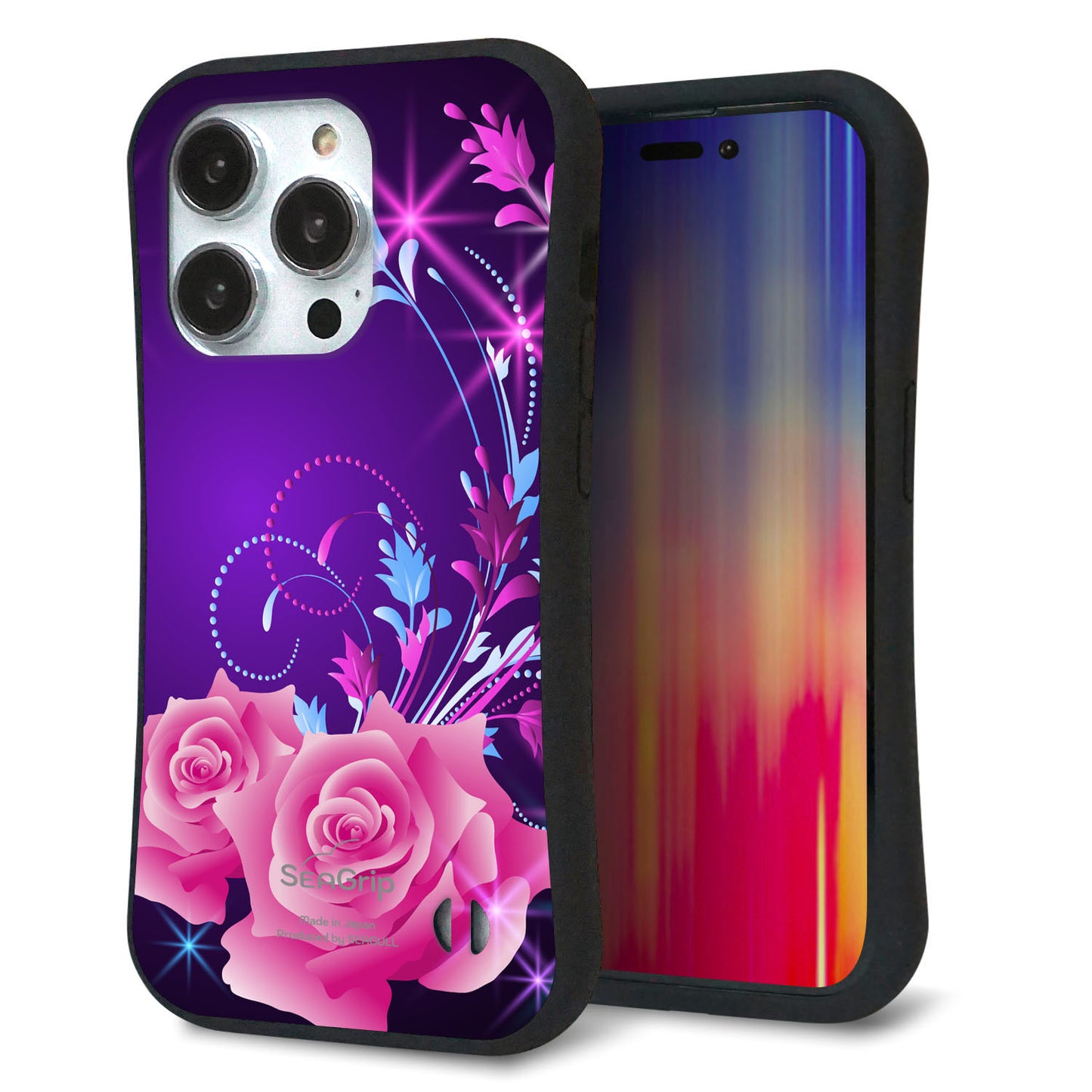 iPhone14 Pro スマホケース 「SEA Grip」 グリップケース Sライン 【1177 紫色の夜】 UV印刷