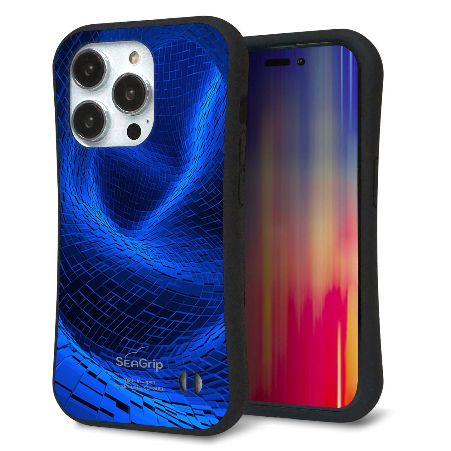 iPhone14 Pro スマホケース 「SEA Grip」 グリップケース Sライン 【1302 ワープブルー】 UV印刷