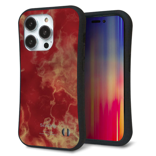 iPhone14 Pro スマホケース 「SEA Grip」 グリップケース Sライン 【KM870 大理石RD】 UV印刷