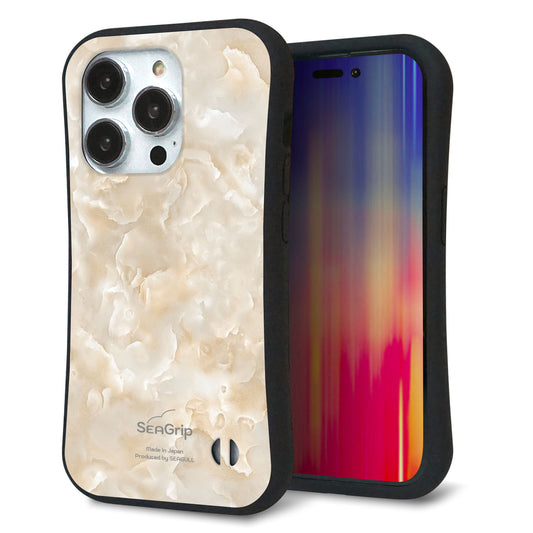 iPhone14 Pro スマホケース 「SEA Grip」 グリップケース Sライン 【KM872 大理石パール】 UV印刷