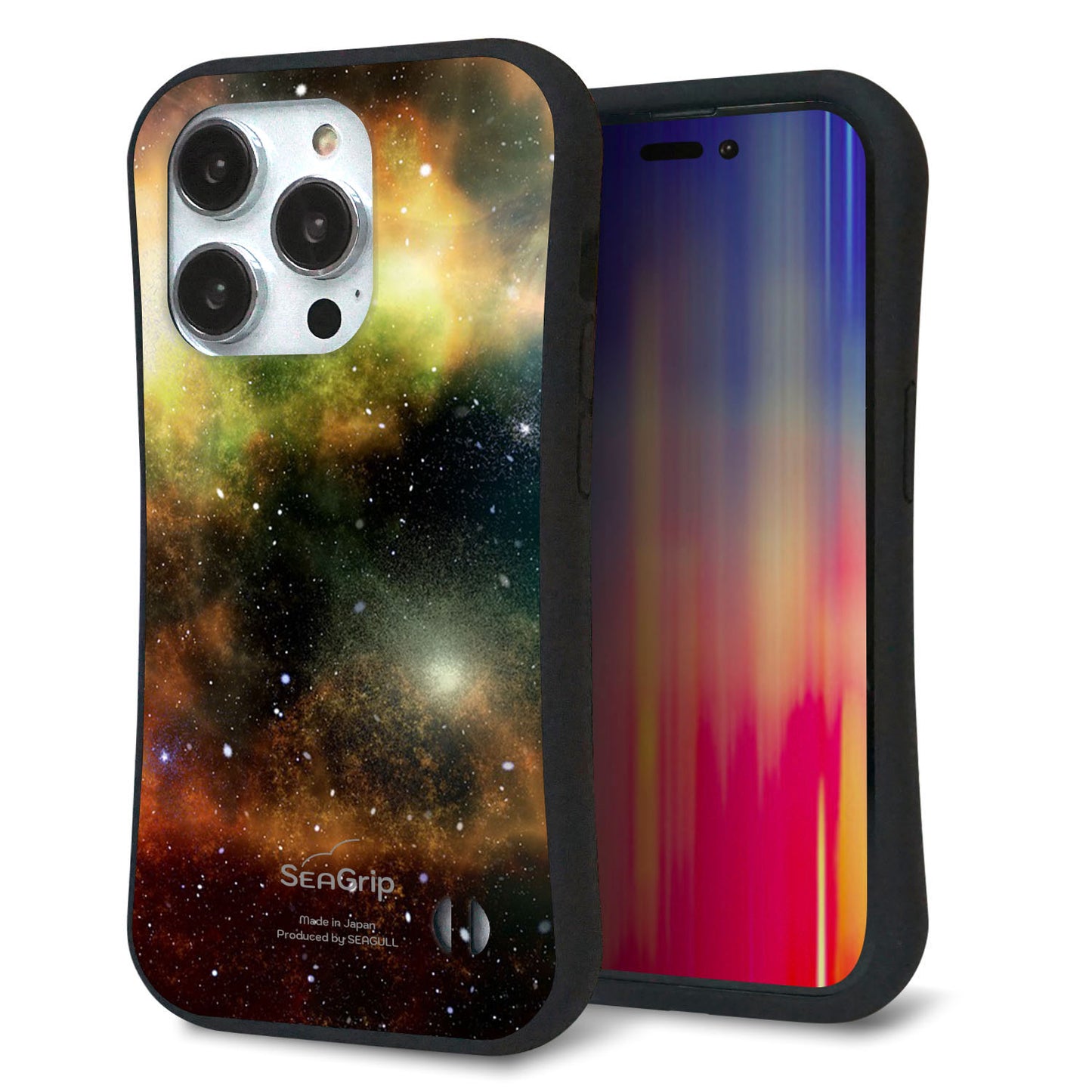 iPhone14 Pro スマホケース 「SEA Grip」 グリップケース Sライン 【KM926 Galaxias Yellow】 UV印刷