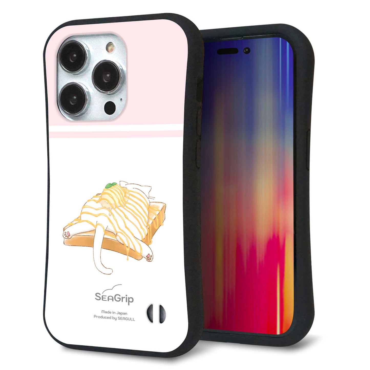 iPhone14 Pro スマホケース 「SEA Grip」 グリップケース Sライン 【KM961 メープルアイス】 UV印刷