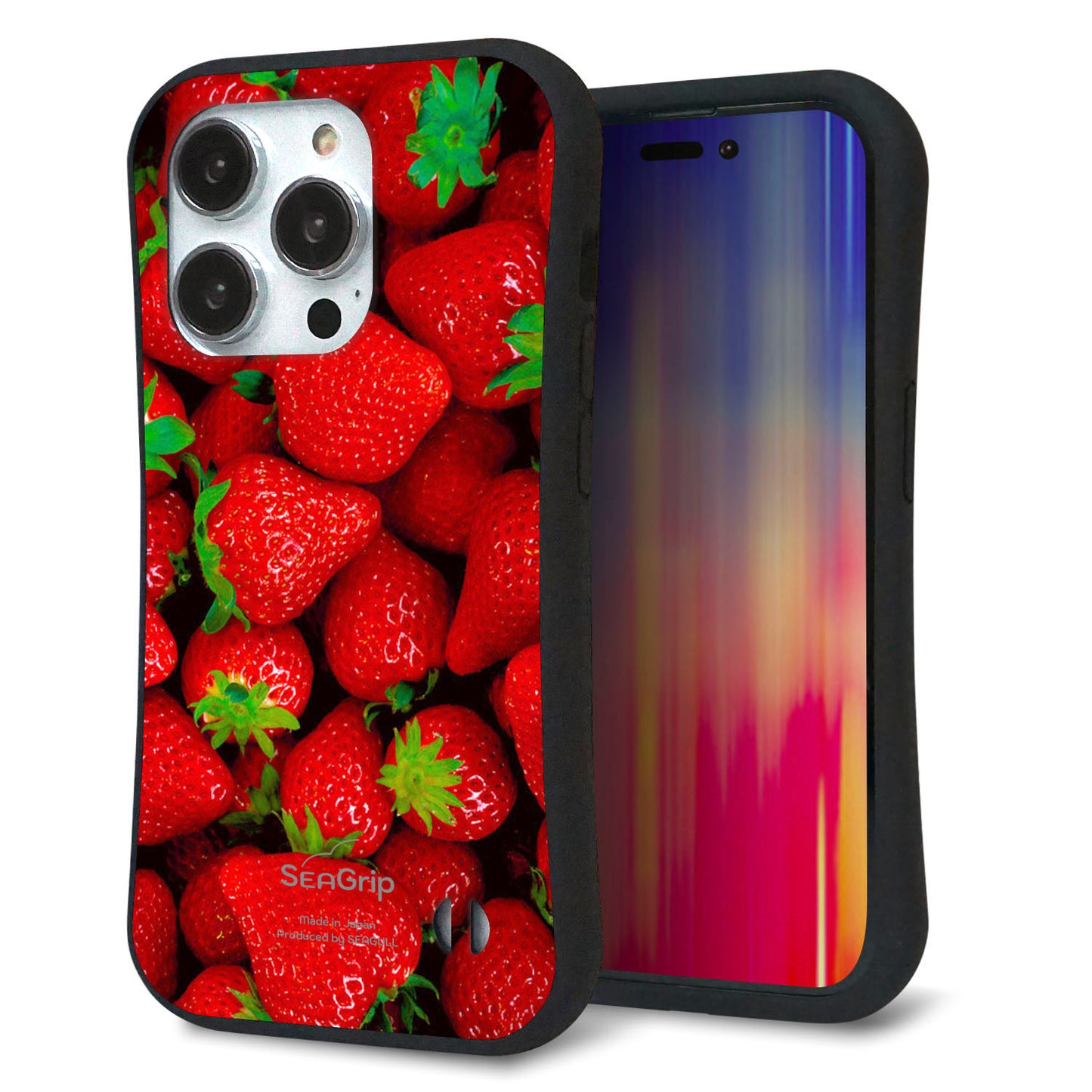iPhone14 Pro スマホケース 「SEA Grip」 グリップケース Sライン 【MA881 ストロベリー】 UV印刷