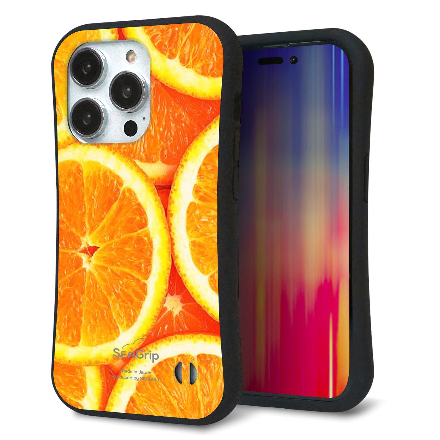 iPhone14 Pro スマホケース 「SEA Grip」 グリップケース Sライン 【MA882 オレンジ】 UV印刷