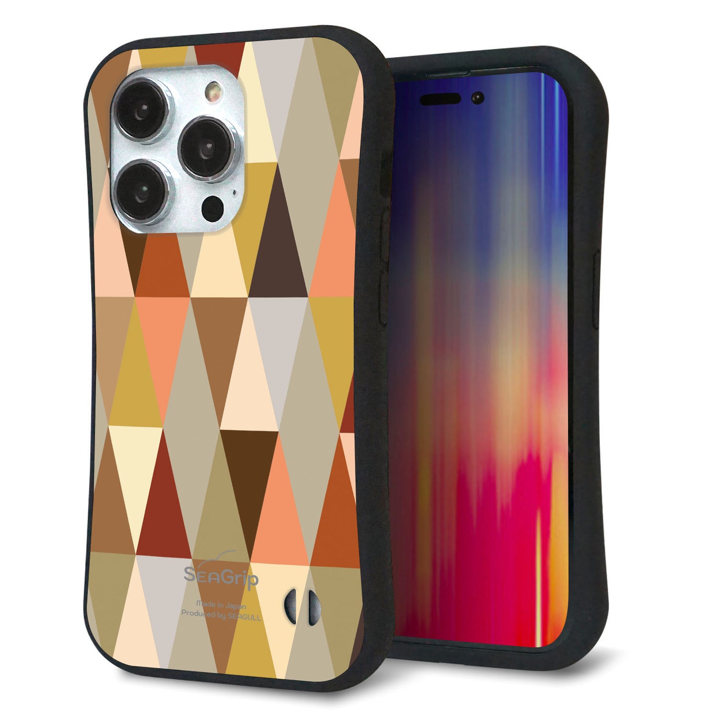 iPhone14 Pro スマホケース 「SEA Grip」 グリップケース Sライン 【MG802 マルチブラウン】 UV印刷