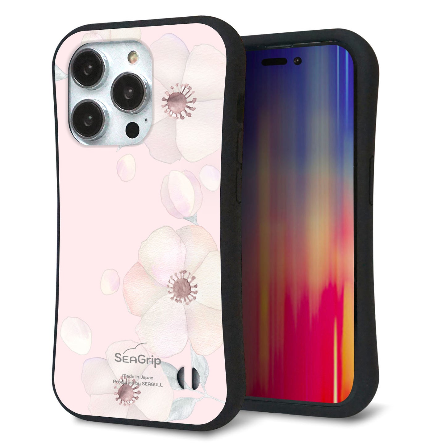 iPhone14 Pro スマホケース 「SEA Grip」 グリップケース Sライン 【SC949 ドゥ・フルール（オフピンク）】 UV印刷