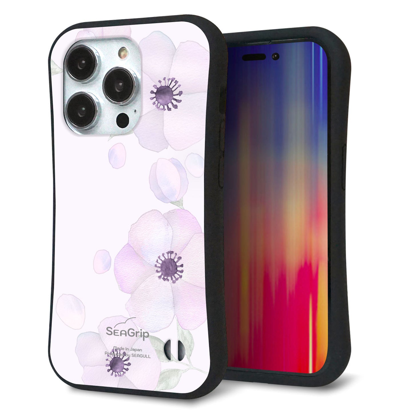 iPhone14 Pro スマホケース 「SEA Grip」 グリップケース Sライン 【SC950 ドゥ・フルール（パウダーバイオレット）】 UV印刷