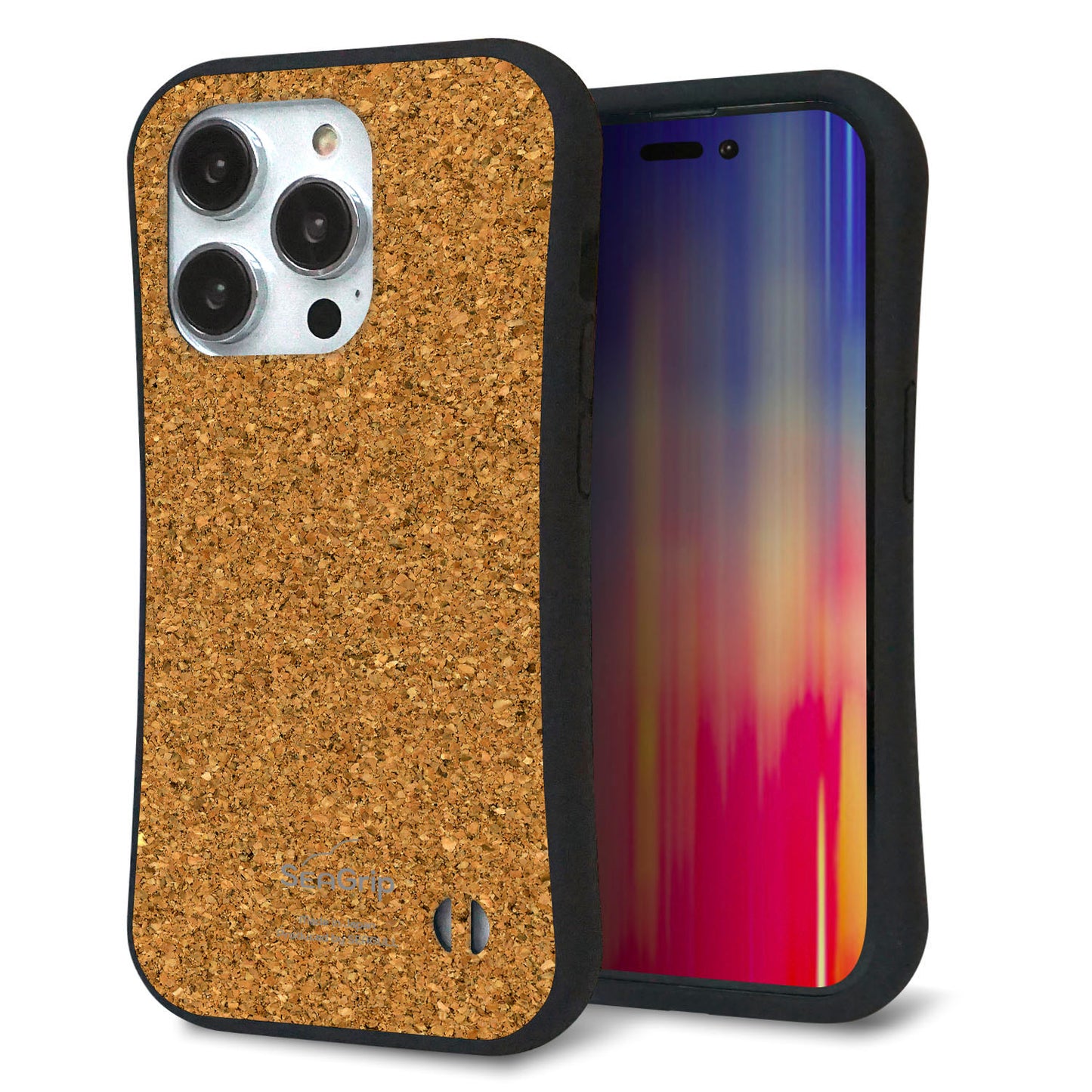 iPhone14 Pro スマホケース 「SEA Grip」 グリップケース Sライン 【TA023 コルク調】 UV印刷