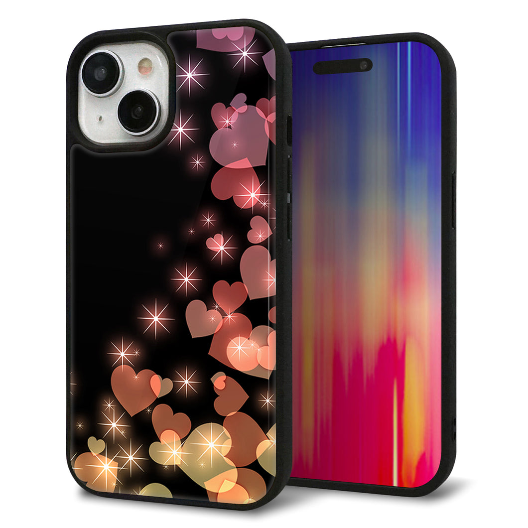 iPhone15 強化ガラス＆TPUスマホケース ガラプリ【020 夜のきらめきハート】