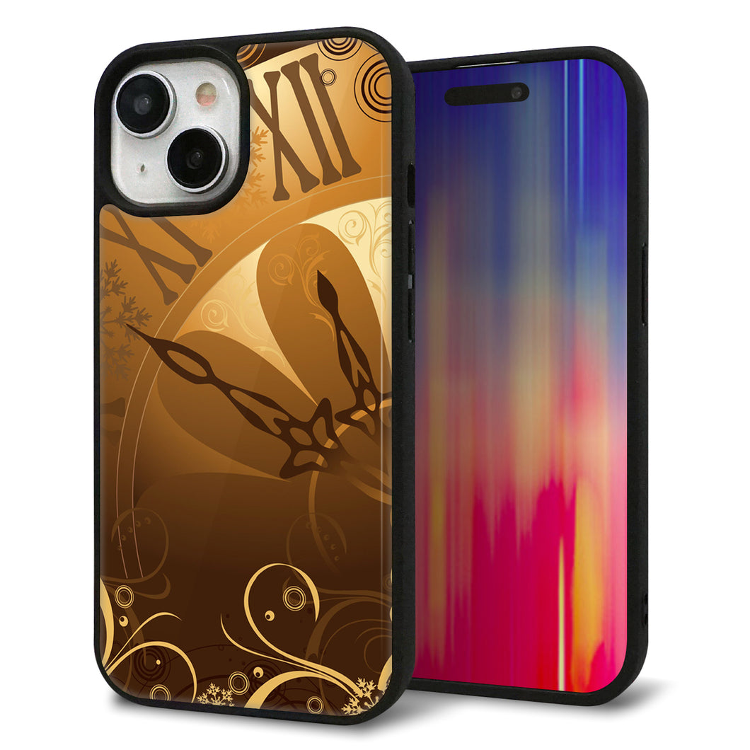 iPhone15 強化ガラス＆TPUスマホケース ガラプリ【185 時を刻む針】