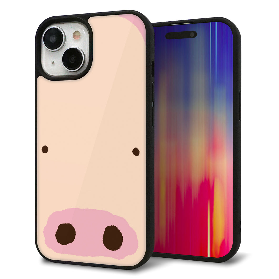 iPhone15 強化ガラス＆TPUスマホケース ガラプリ【353 ぶた】