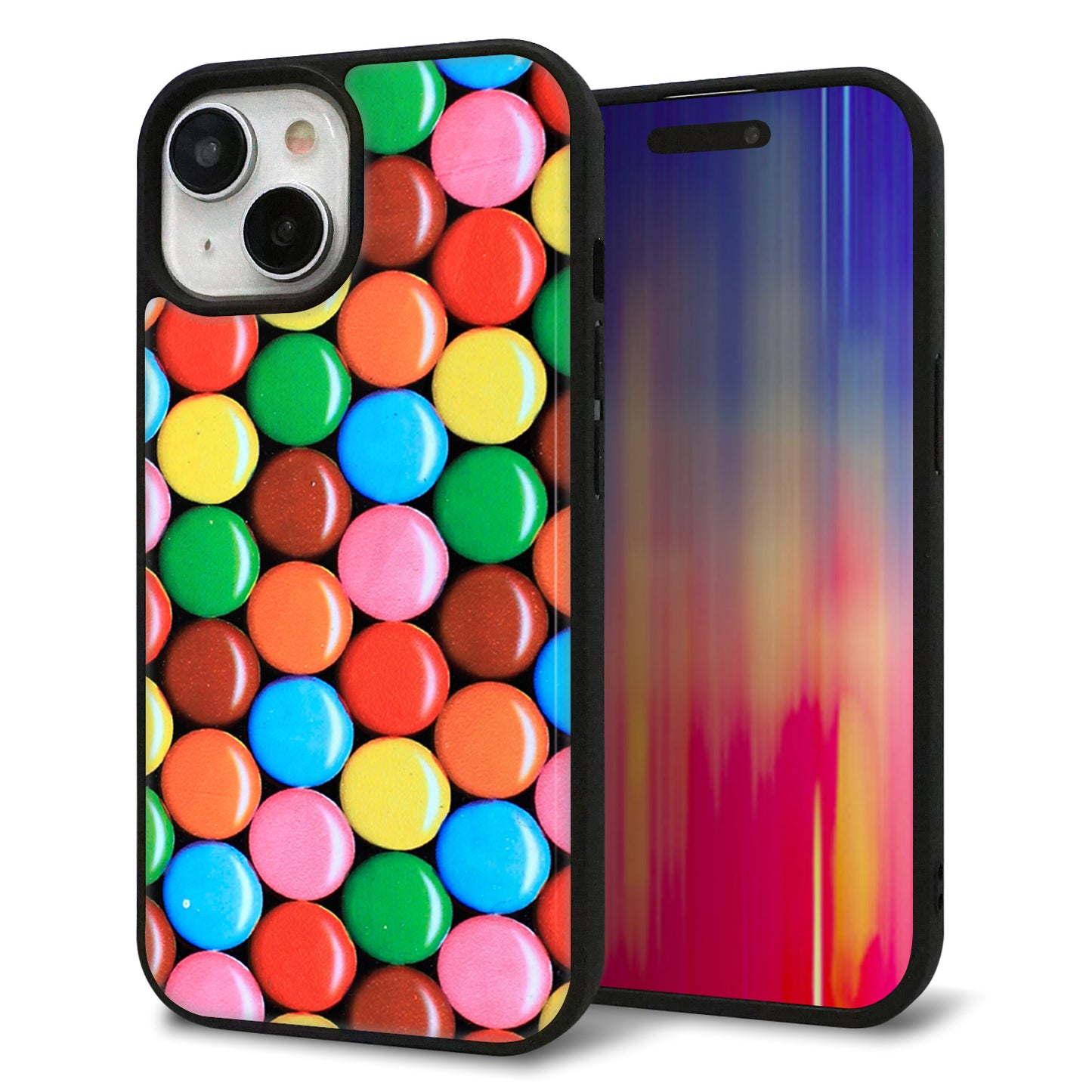 iPhone15 強化ガラス＆TPUスマホケース ガラプリ【448 マーブルチョコ】