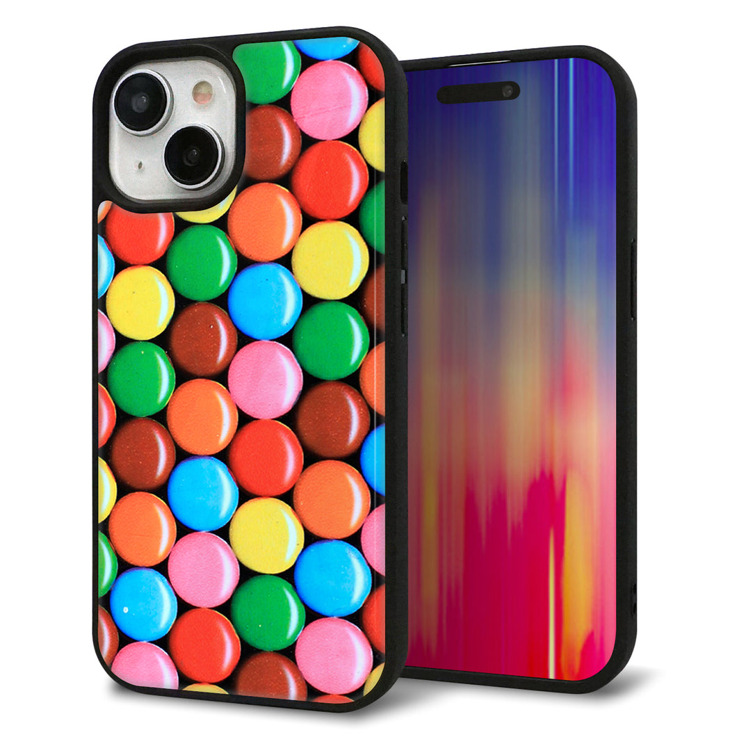 iPhone15 強化ガラス＆TPUスマホケース ガラプリ【448 マーブルチョコ】