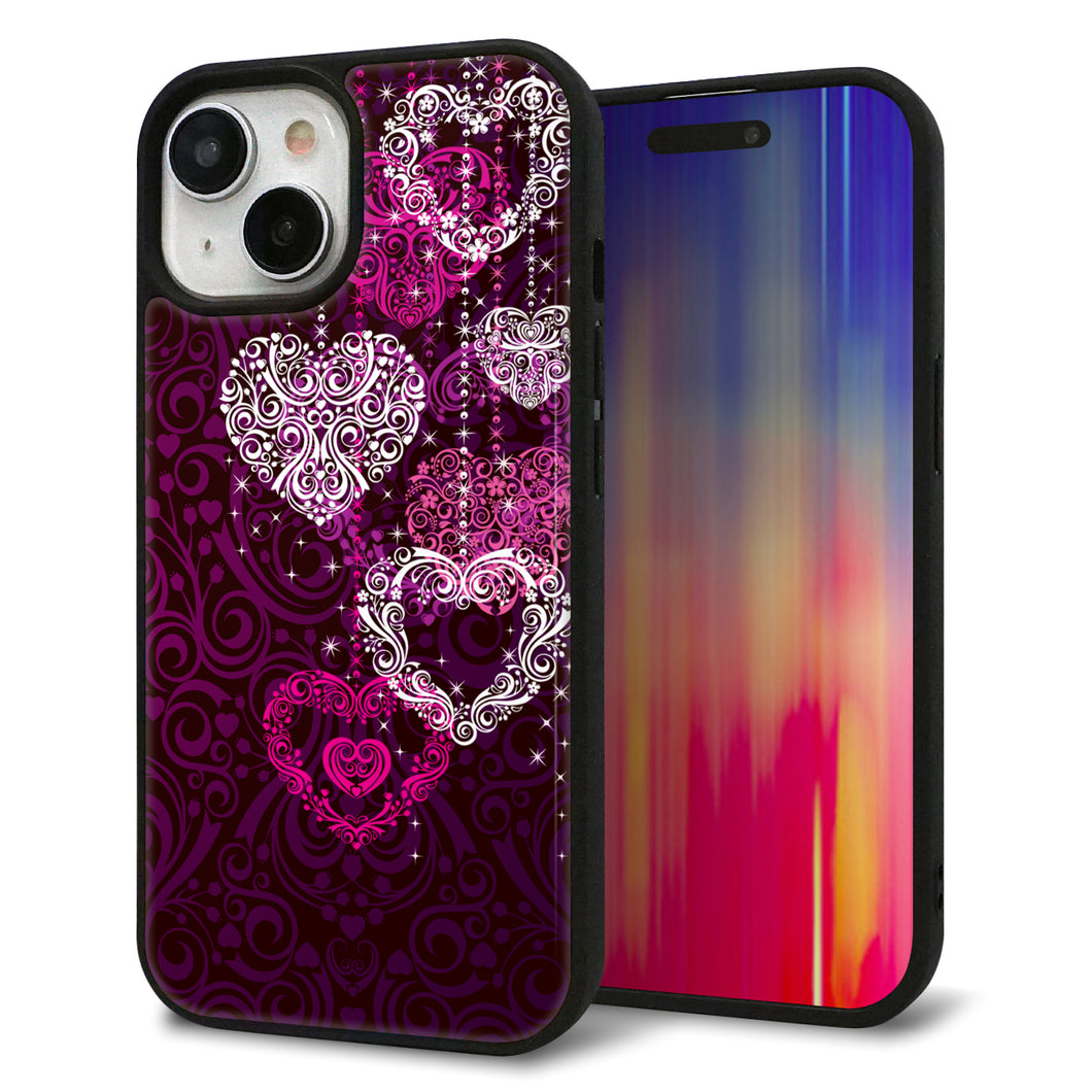 iPhone15 強化ガラス＆TPUスマホケース ガラプリ【468 ハートのシャンデリア】