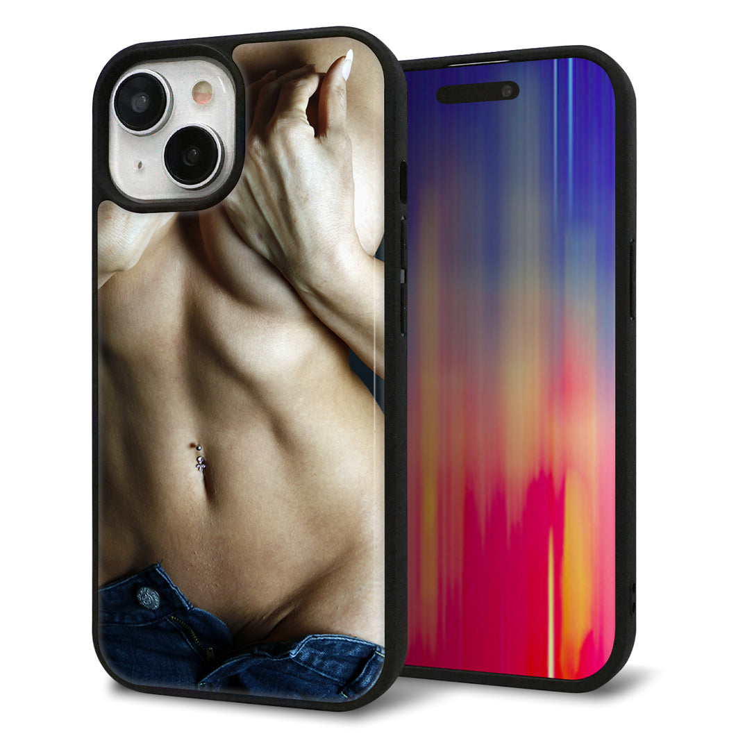 iPhone15 強化ガラス＆TPUスマホケース ガラプリ【602 ボディライン】