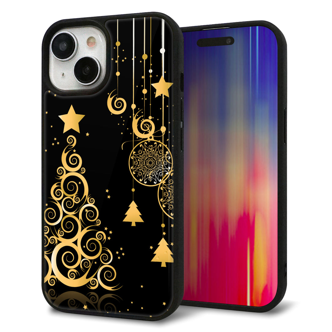 iPhone15 強化ガラス＆TPUスマホケース ガラプリ【721 その他のカラークリスマスツリー】