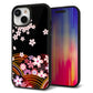 iPhone15 強化ガラス＆TPUスマホケース ガラプリ【1237 和柄＆筆文字・夜桜の宴】