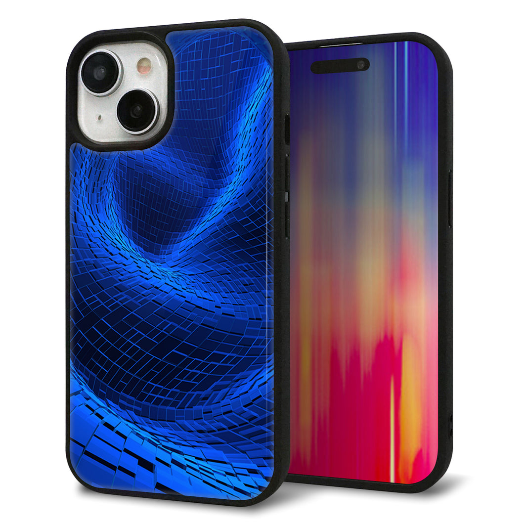 iPhone15 強化ガラス＆TPUスマホケース ガラプリ【1302 ワープブルー】