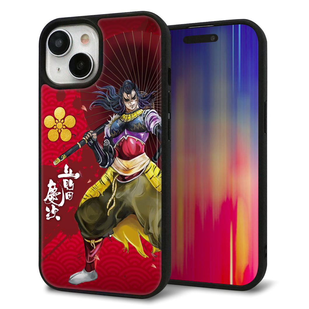 iPhone15 強化ガラス＆TPUスマホケース ガラプリ【AB806 前田慶次 イラストと家紋】