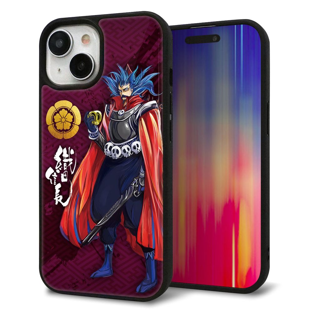 iPhone 15 強化ガラス＆TPUスマホケース ガラプリ【AB808 織田信長 イラストと家紋】