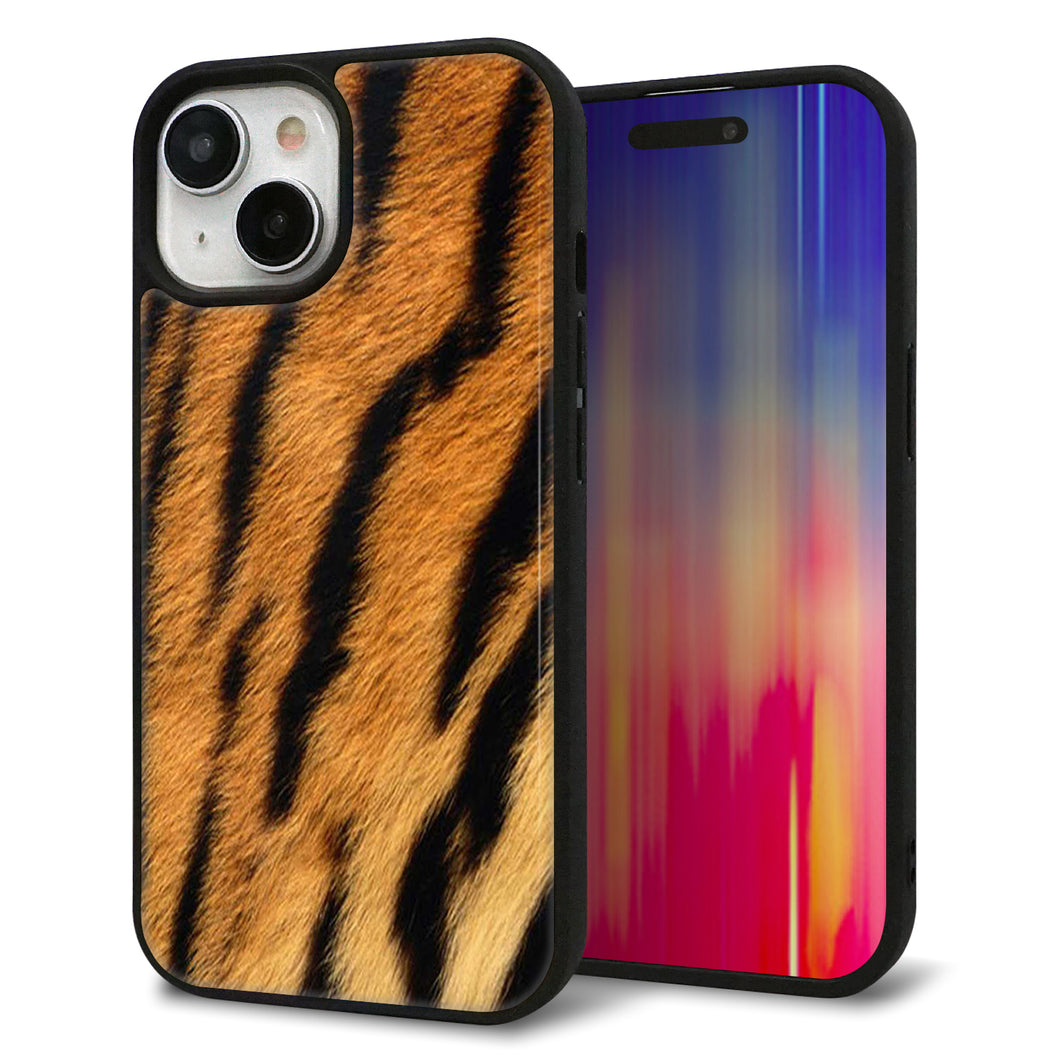 iPhone15 強化ガラス＆TPUスマホケース ガラプリ【EK847 虎柄】