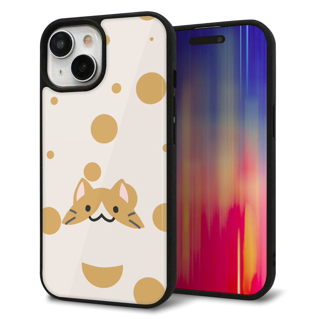 iPhone15 強化ガラス＆TPUスマホケース ガラプリ【HA244 もちねこ ハチワレ】