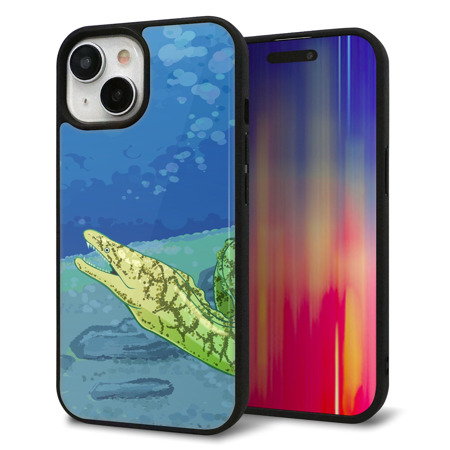 iPhone15 強化ガラス＆TPUスマホケース ガラプリ【HA260 ポケットアクアリウム ウツボ】