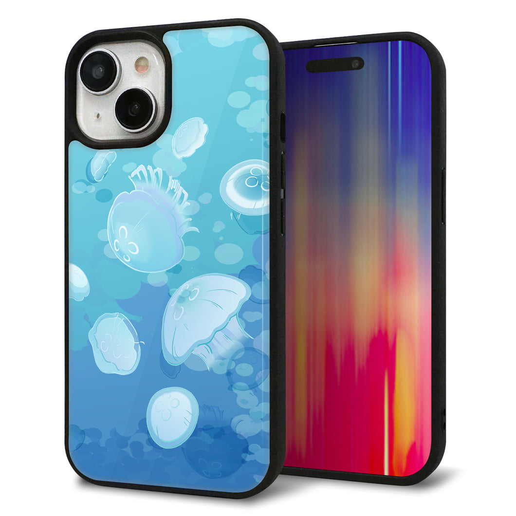 iPhone15 強化ガラス＆TPUスマホケース ガラプリ【HA262 ポケットアクアリウム ミズクラゲ】
