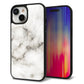 iPhone15 強化ガラス＆TPUスマホケース ガラプリ【KM871 大理石WH】