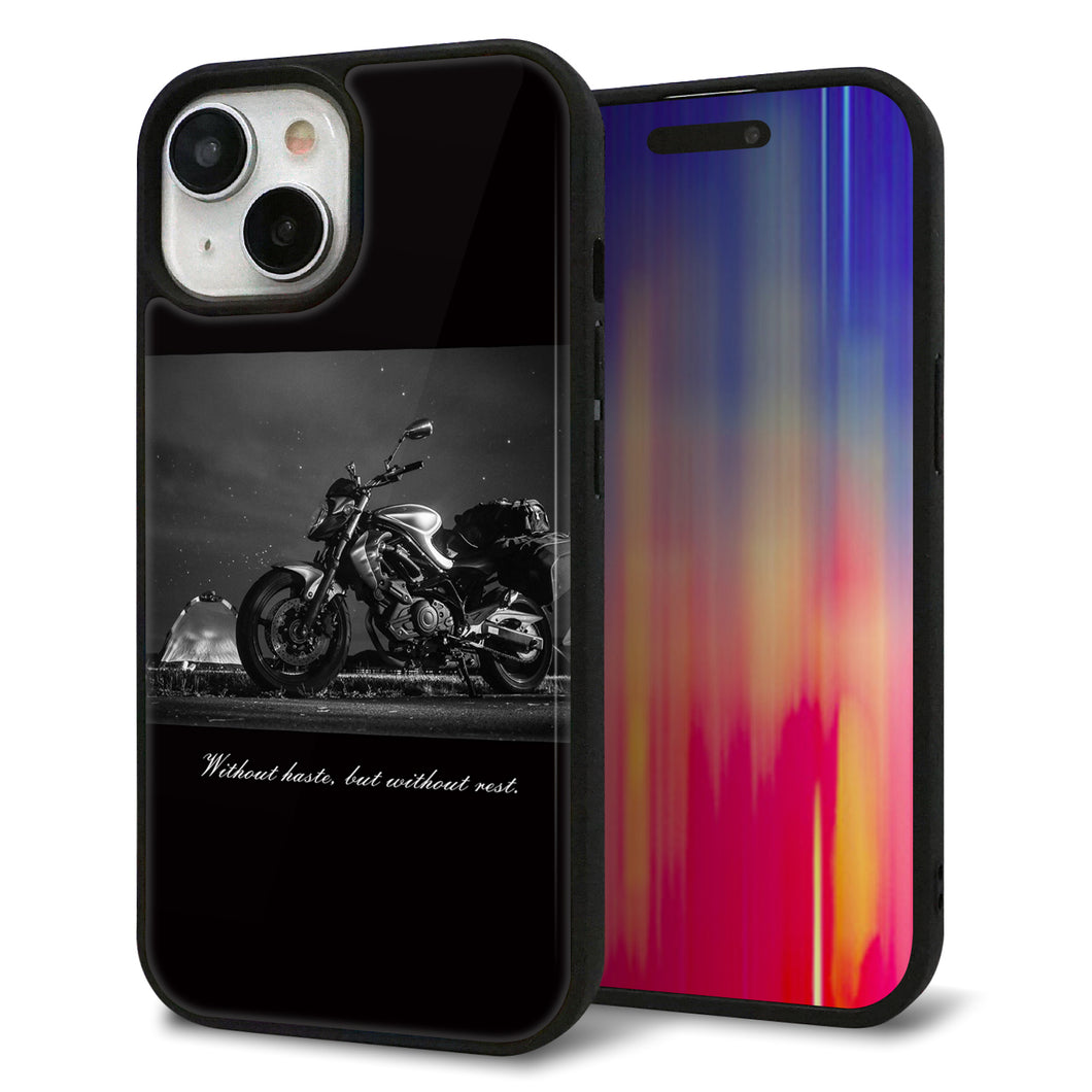 iPhone15 強化ガラス＆TPUスマホケース ガラプリ【KM879 バイク】