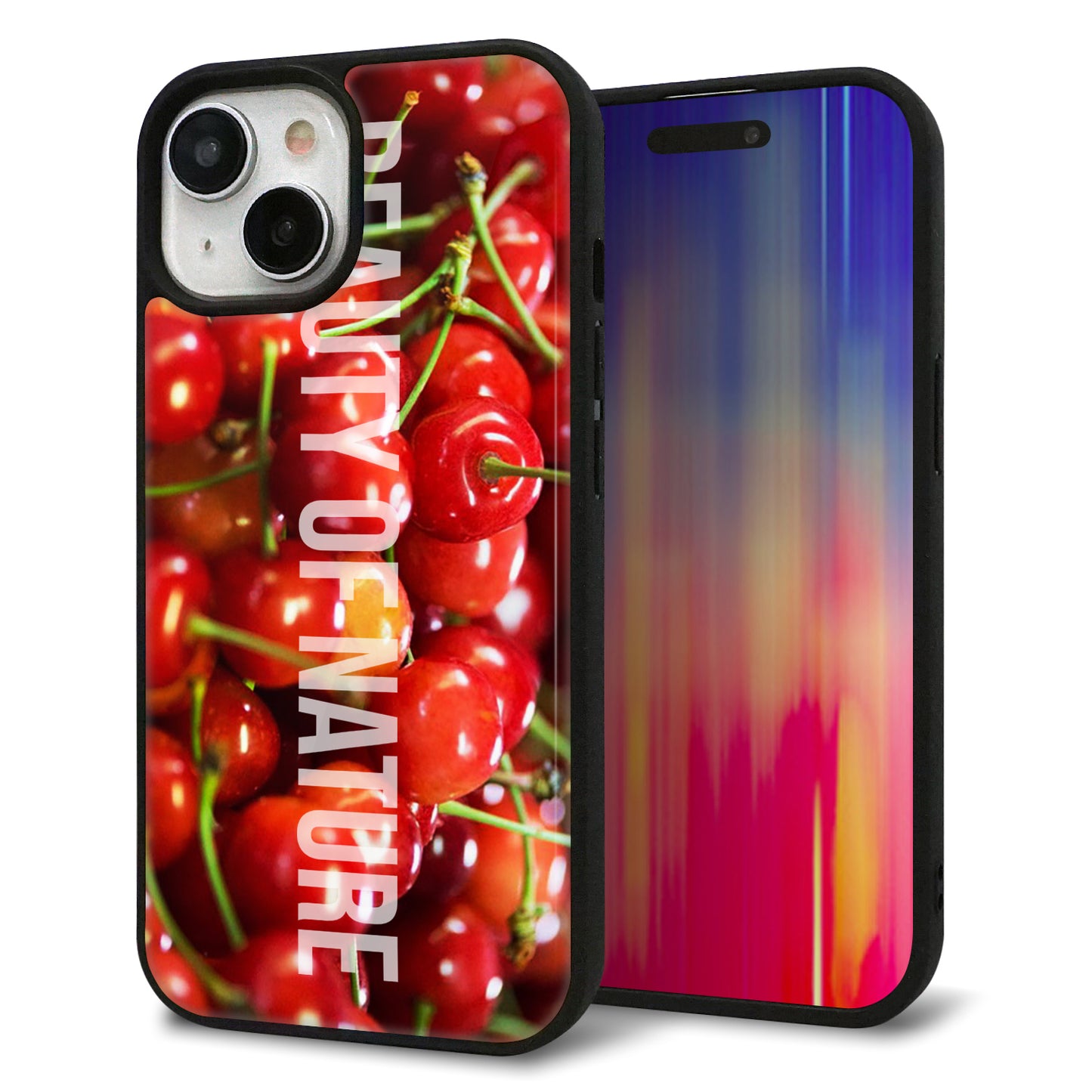 iPhone15 強化ガラス＆TPUスマホケース ガラプリ【MA883 チェリー】