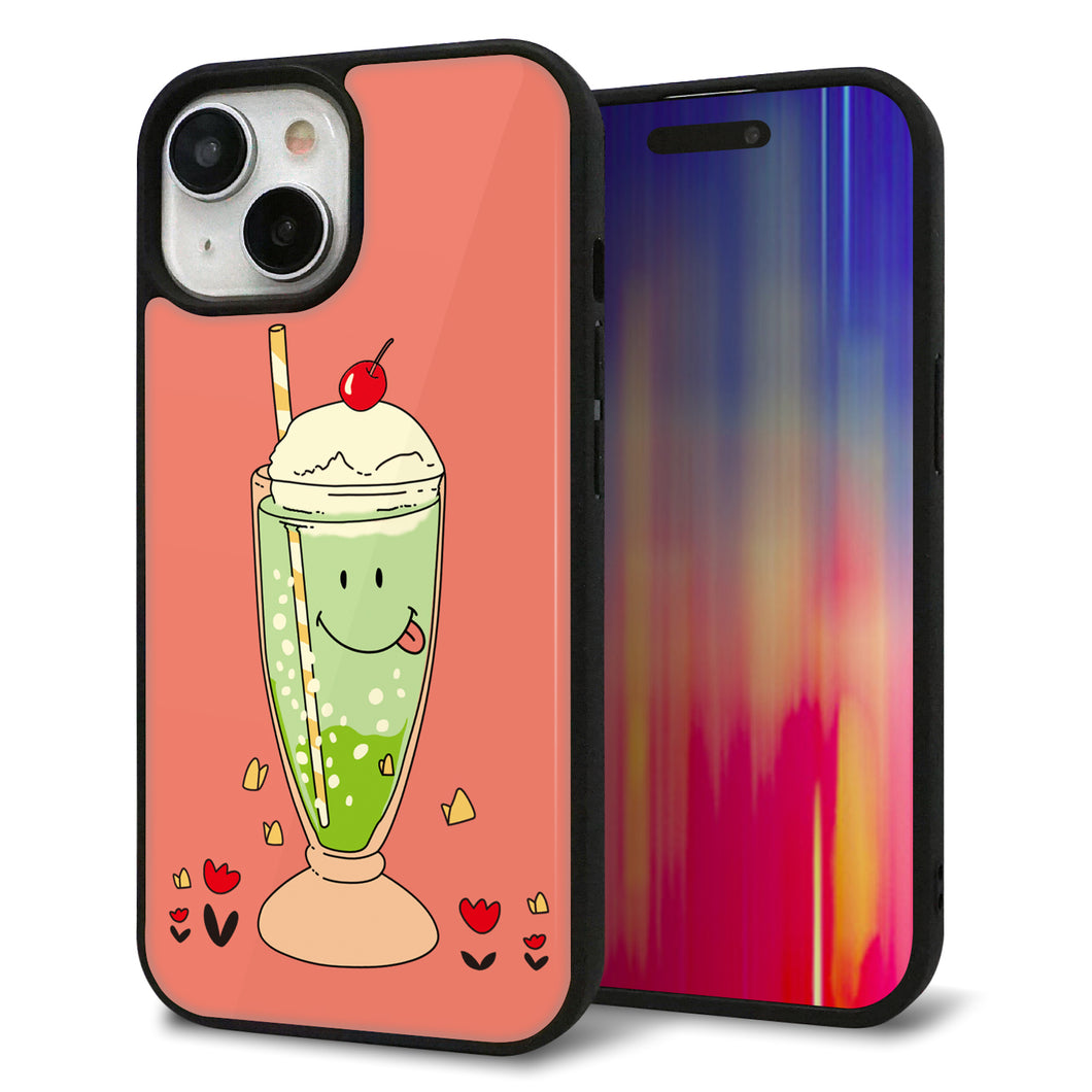 iPhone15 強化ガラス＆TPUスマホケース ガラプリ【MA900 クリームソーダ】