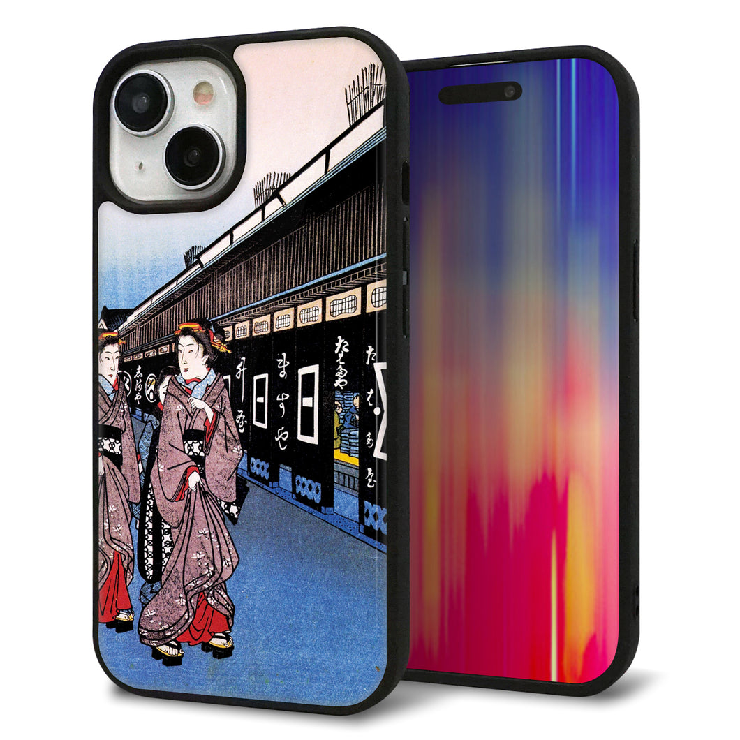 iPhone15 強化ガラス＆TPUスマホケース ガラプリ【MA966 花魁 B】
