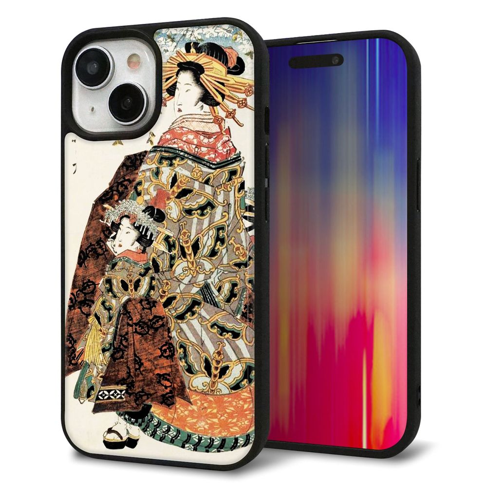 iPhone 15 強化ガラス＆TPUスマホケース ガラプリ【MA967 花魁 C】