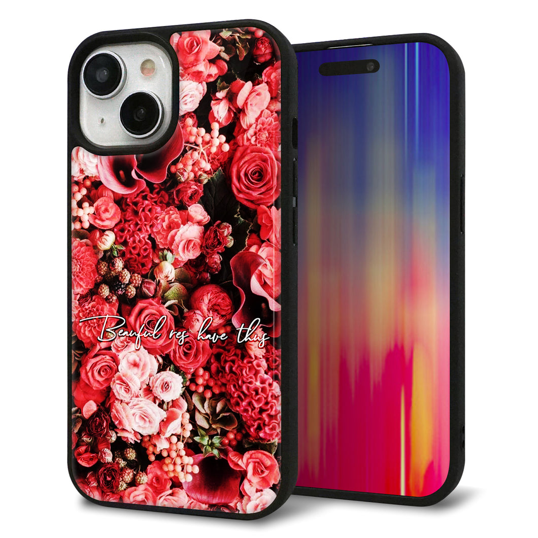 iPhone15 強化ガラス＆TPUスマホケース ガラプリ【MA992 フラワーA】