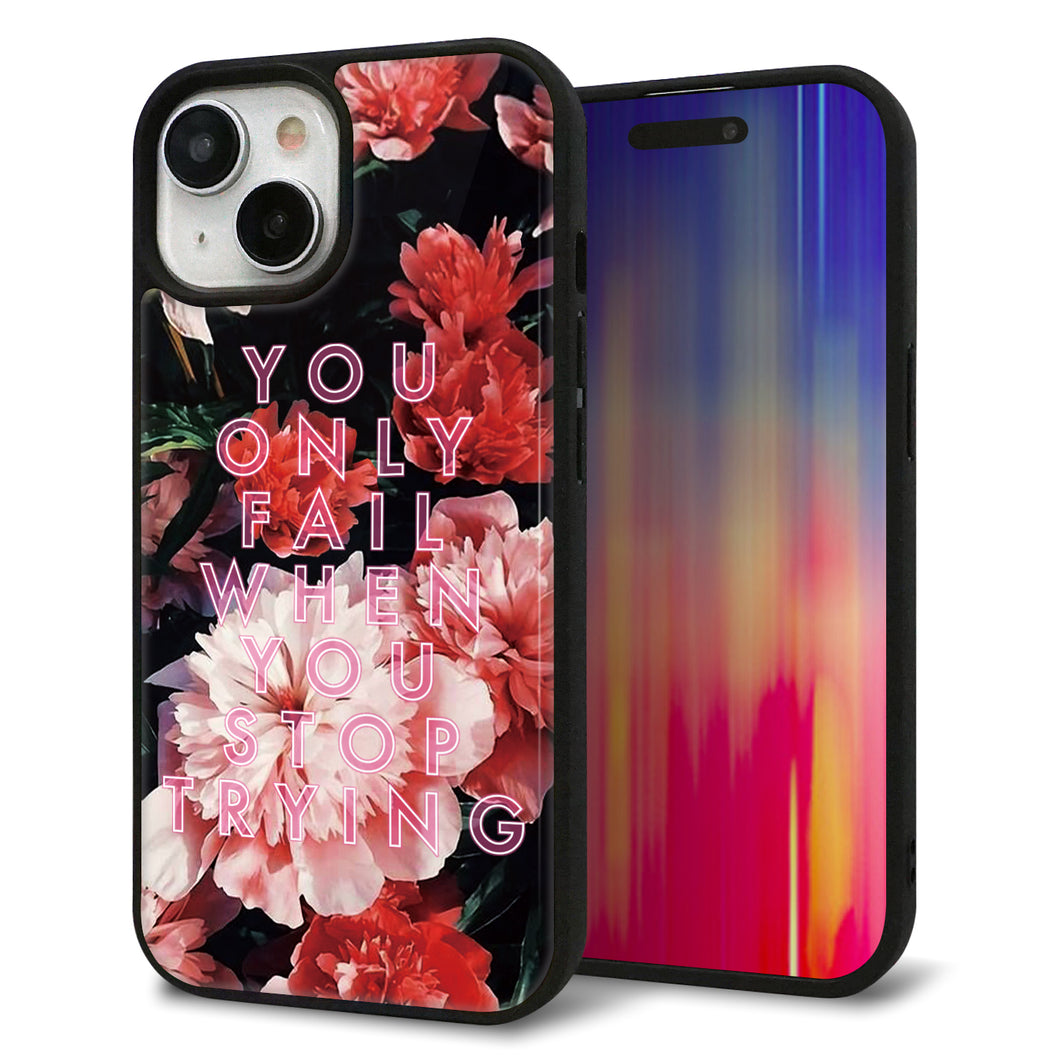 iPhone15 強化ガラス＆TPUスマホケース ガラプリ【MA994 フラワーC】