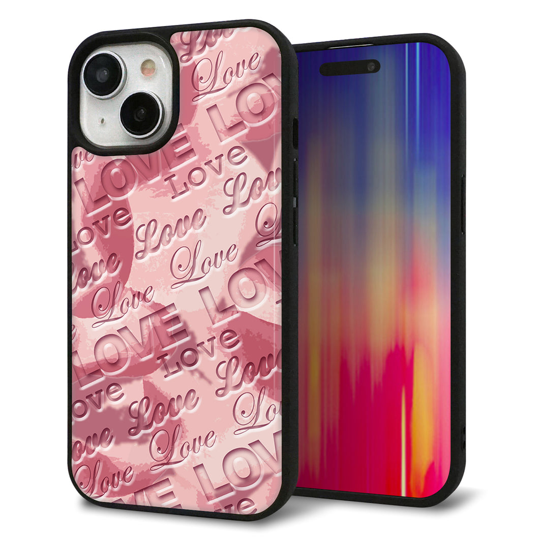 iPhone15 強化ガラス＆TPUスマホケース ガラプリ【SC844 フラワーヴェルニLOVE（ローズヴェルール）】