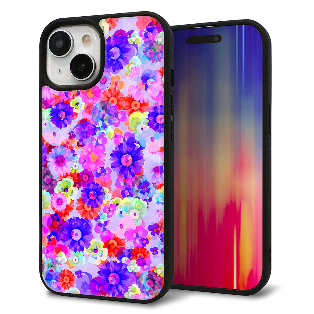 iPhone15 強化ガラス＆TPUスマホケース ガラプリ【SC868 リバティプリント フルールドパルファン（パープル）】