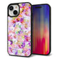 iPhone 15 強化ガラス＆TPUスマホケース ガラプリ【SC873 リバティプリント プレスドフラワー（パープル）】