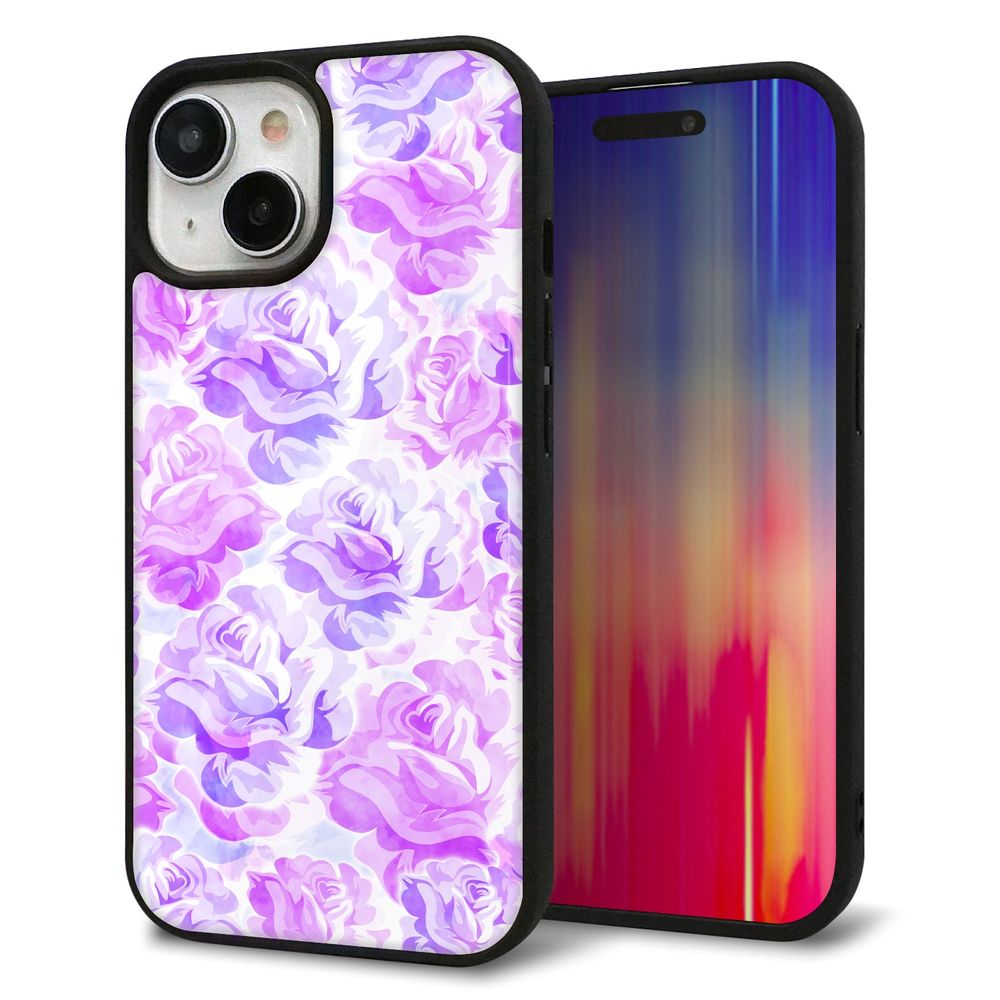 iPhone 15 強化ガラス＆TPUスマホケース ガラプリ【SC929 ローズ パープル】
