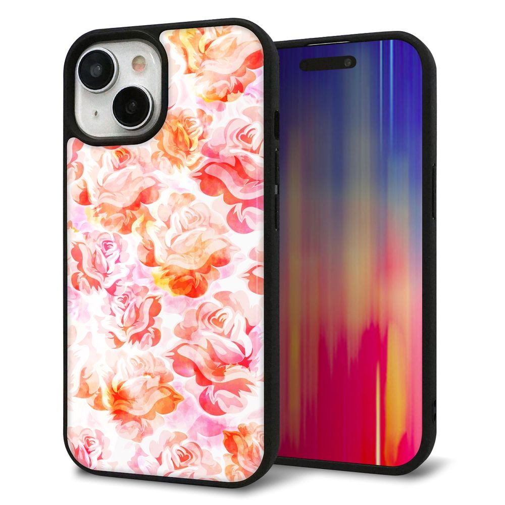 iPhone 15 強化ガラス＆TPUスマホケース ガラプリ【SC930 ローズ レッド】