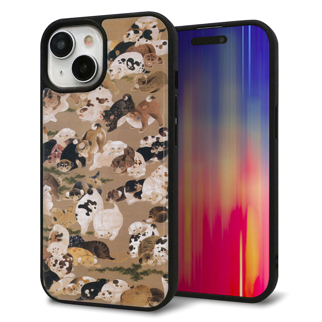 iPhone15 強化ガラス＆TPUスマホケース ガラプリ【TA008 百犬】