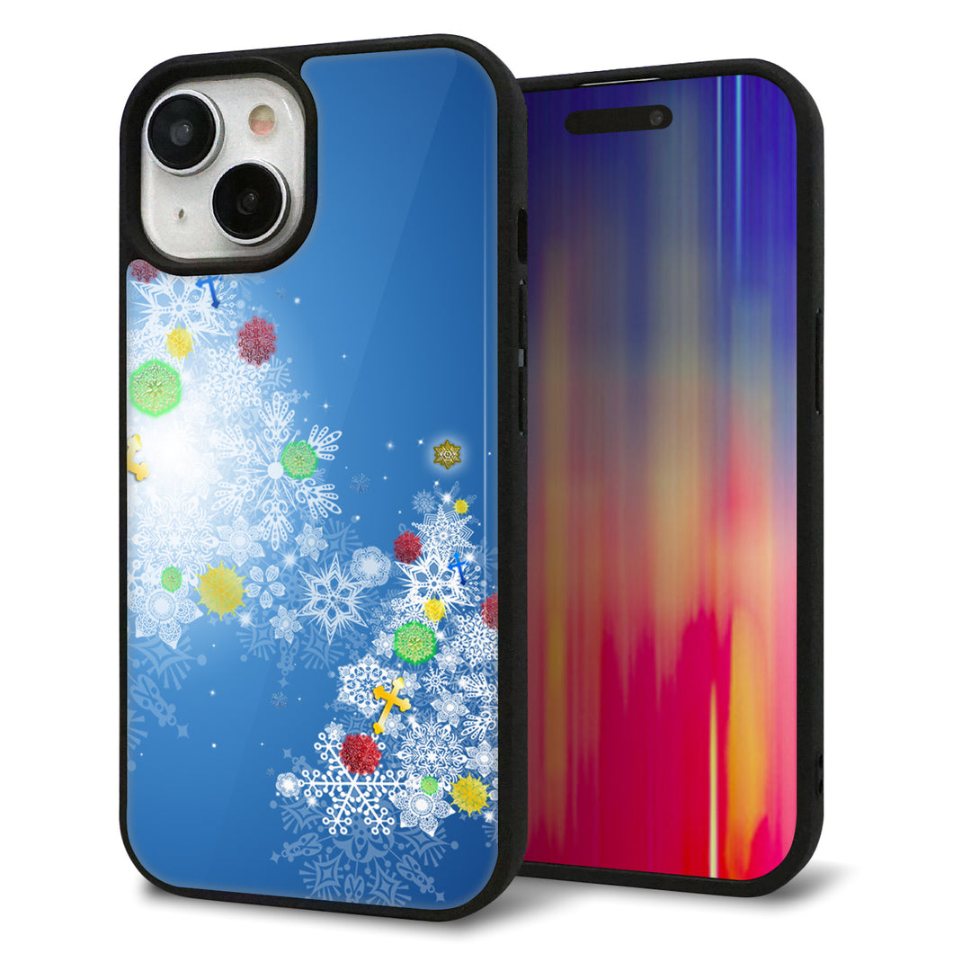 iPhone15 強化ガラス＆TPUスマホケース ガラプリ【YJ347 クリスマスツリー】