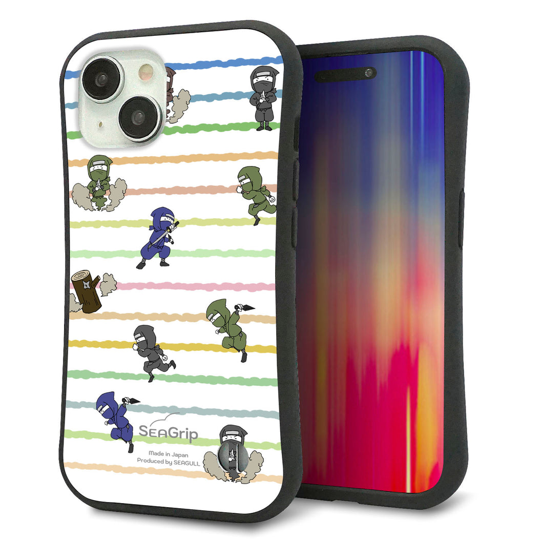 iPhone15 スマホケース 「SEA Grip」 グリップケース Sライン 【HA135 ニンジャ ブンシン カクレザト 】 UV印刷