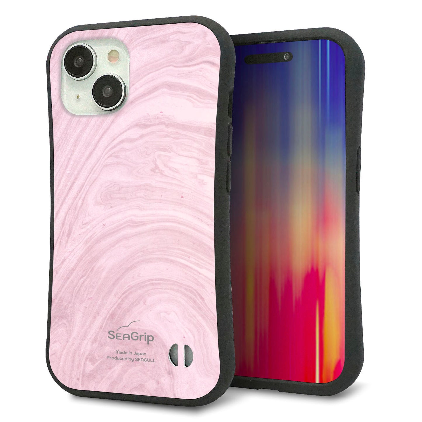 iPhone15 スマホケース 「SEA Grip」 グリップケース Sライン 【KM873 大理石ラベンダー】 UV印刷