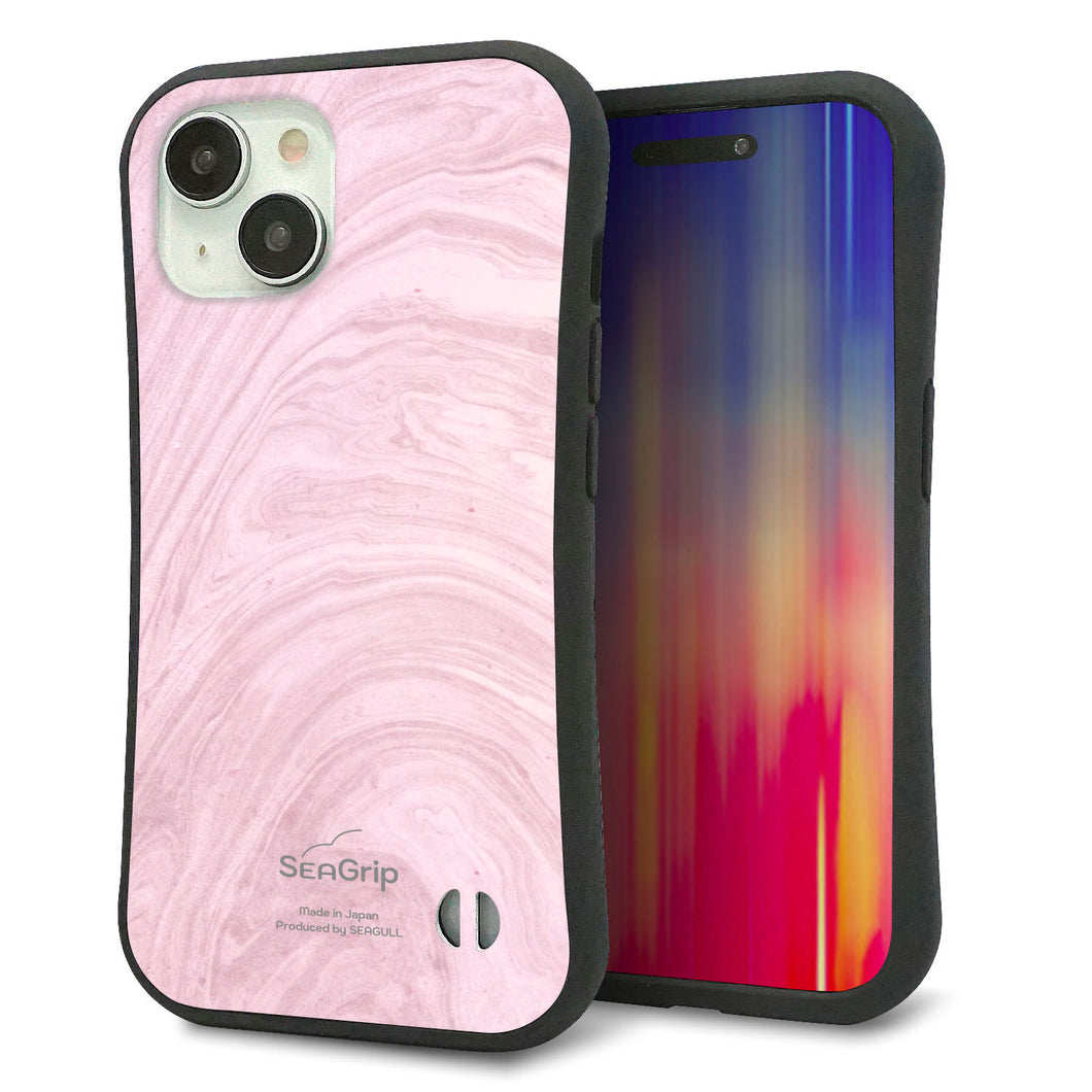 iPhone15 スマホケース 「SEA Grip」 グリップケース Sライン 【KM873 大理石ラベンダー】 UV印刷
