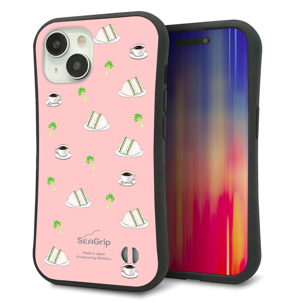 iPhone15 スマホケース 「SEA Grip」 グリップケース Sライン 【NA802 アムロサンドイッチプリント Aピンク】 UV印刷