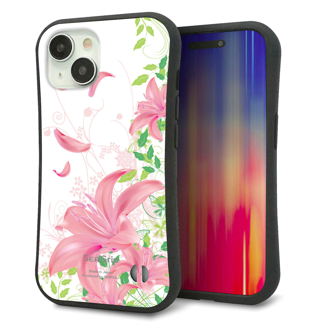 iPhone15 スマホケース 「SEA Grip」 グリップケース Sライン 【SC849 ユリ（ピンク）】 UV印刷