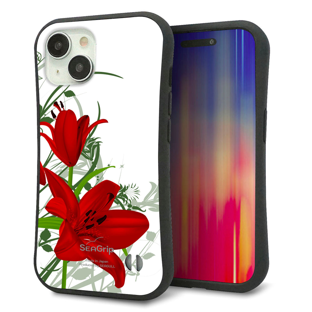 iPhone15 スマホケース 「SEA Grip」 グリップケース Sライン 【SC850 ユリ（レッド）】 UV印刷